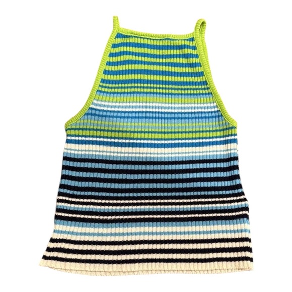 Y2K Blue & Green Striped Knit Tank Top – Arizona Jean Co. Small - Picture 3 of 3